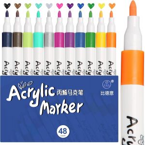 Marqueurs Acryliques-48 Couleurs,Feutres À Séchage Rapide Pour Diy,Pierres,Céramique,Verre,Bois,Toile,Décorations Noël Et Halloween,Projets Artistiques,Calligraphie,Scrapbooking - Neuf