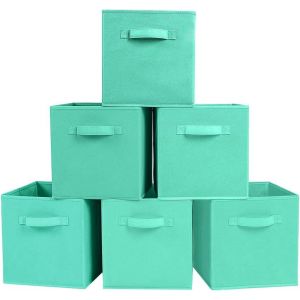 ERYI-Lot De 6 Bacs De Rangement Pliables En Tissu Et Tiroir De Rangement En Tissu Pour Placard Et Jouets Vert - Neuf