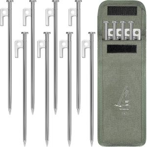 Yemaesre-Lot De 8 Piquets D'ancrage Au Sol De 30 Cm En Acier Pour Tente, Tempête, Camping, Résistant Aux Tempêtes, Pour Camping, Randonnée, Activités De Plein Air, Argent - Neuf