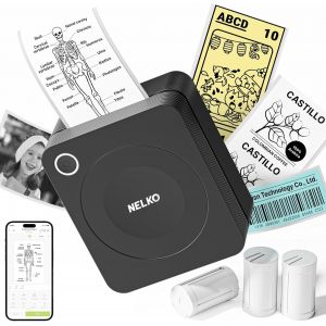 lbgwp60-ImprimanteD'Autocollants Pm230 Mini Bluetooth Portable Avec 3 Rouleaux De Papier, Mini Imprimante Avec Plusieurs Modèles Pour Téléphone Et Tablette, Pour L'École, Le Bureau, La Maison, Noir - Neuf