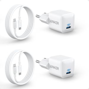 511 Chargeur Nano Usb-C 20 W, Rapide, Durable Et Compact Piq 3.0, Pour Iphone 16/15, Galaxy, Pixel 4/3, Ipad/Ipad Mini(+ 2 C&acirc;ble C Vers C De 180 Cm) - Neuf