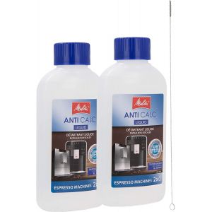 JGD-Melitta Lot de 2 d&eacute;tartrants liquides pour machines &agrave; caf&eacute; et machines &agrave; expresso avec brosse de nettoyage Quvido avec poils de 3 mm - Neuf