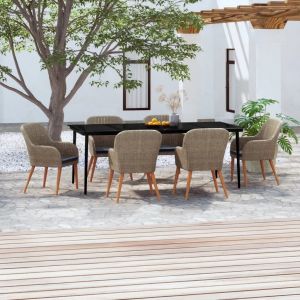 Prolenta Premium - Ensemble &Agrave; Manger De Jardin Et Coussins 7 Pcs Marron - Neuf