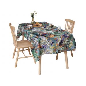 Nappe Verte Style Peinture &Agrave; L'huile 131x180cm Pour Table &Agrave; Manger - Neuf
