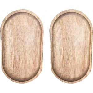 Checarzhn--No1-Lot De 2 Plateaux De Service Ovales De Style Japonais - En Bois Léger - Pour Nourriture, Petit Déjeuner, Table Basse, Fête, Restaurant - Neuf