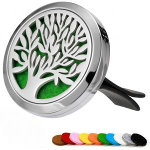 Jgd-Vertige Diffuseur Huiles Essentielles Voiture &iquest; Aromath&eacute;rapie Auto 3 Cm &iquest; Acier Inoxydable &iquest; Clip Anti Rayure &iquest; 10 Tampons R&eacute;utilisables &iquest; Parfum D&iquest;Ambiance Naturel (Huiles Non Incluses) - Neuf