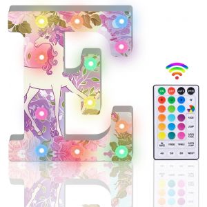 Lettres Lumineuses &Agrave; Led &Agrave; Paillettes - 18 Couleurs Changeantes - Avec T&eacute;l&eacute;commande - Pour Filles - Cadeau D'anniversaire, De Bar, De Mariage, De No&euml;l, De Saint-Valentin, De Table Murale - E - Neuf