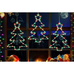 Lot De 3 Guirlandes Lumineuses Led Pour Sapin De No&euml;l Avec Minuterie, Pour D&eacute;coration De Table Int&eacute;rieure, Fonctionne Sur Piles, 4 Couleurs - Neuf