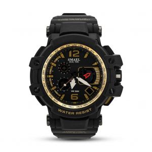 Analogique Et Num&eacute;rique &Agrave; Double Affichage Montre Pour Hommes Montre-Bracelet Ronde Multifonctionnelle (Noir + Or) - Neuf