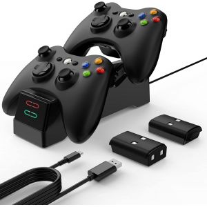 Gothicana By Empchargeur Pour Manette Xbox 360 (Nouvelle Version), Station De Charge Avec 2 Batteries Rechargeables Pour Manette Xbox 360 360e/360s - Neuf