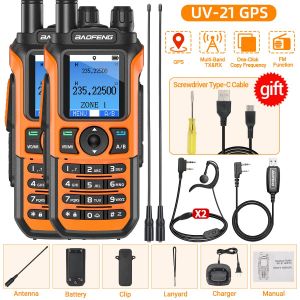 walkie-talkie UV 21 GPS AM/FM,fréquence de copie sans fil,longue portée,étanche,chargeur type-c,Radio amateur UV 17 PRO GPS,2 pièces - Type OR Add H-771 Cable-EURO - Neuf