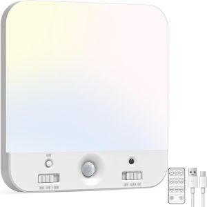 Kal-Plafonnier Led Sans Fil Avec Détecteur De Mouvement - 16 Cm - Intensité Variable - Rechargeable - 3000 K/4000 K/6500 K - Avec Télécommande - Pour Escalier, Couloir, Cave, Salle De Rangement - Neuf