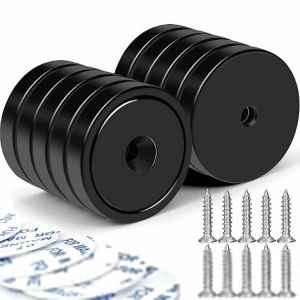 32x5mm tête fraisée trou magnétique avec vis 10Pcs Heavy Duty110LB Aimant de terre rare Base ronde Aimant puissant néodyme - Neuf