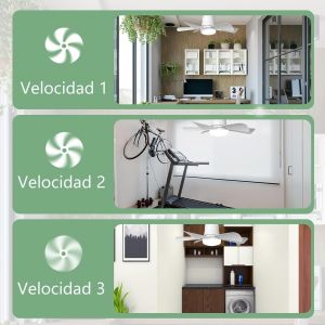 SUBZONAL-Ventilateur plafond avec lumiere, 30W Lampe Ventilateur Plafond avec Douille E27, Dimmable LED pour Chambre, Salon, 3 Vitesses, 6 Pales (Multicolore 30w) - Neuf