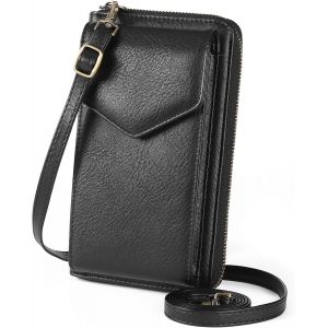 CAUC-Sac à bandoulière pour téléphone portable pour femme, sac à main à bandoulière avec longue sangle, portefeuille en cuir véritable avec blocage RFID pour téléphone portable - Neuf