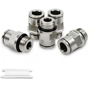 Kalanka-5 Pcs Tubes 10mm Od X Filetage M&acirc;le 1/4" Bsp Avec Joint Torique Raccord Pneumatique &Agrave; Verrouillage Pouss&eacute; Droit En Laiton Nickel&eacute; - Neuf