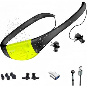 acdsgd-Ecouteur Natation, Lecteur MP3, Memoire 8GB, Etanche IPX8, Charge Magn&eacute;tique et Autonomie 20 Heures, Mode MP3/FM, pour la Natation (Piscine) et Sport (Vert) - Neuf