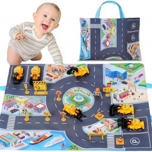 ERYI-Petite Voiture Avec Sac De Rangement, 18 Pièces Jouet Voiture Pour Enfants, Jeux Voiture Enfant 1 2 3 Ans, Enfant Jouet Voiture Jeux Éducatifs, Cadeau Pour Bebe Garçons Filles - Neuf