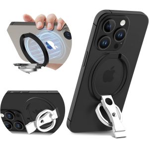 KALANKA-Anneau Téléphone Magnétique pour MagSafe 360° Rotation, Téléphone Portable Anneau de Support pour téléphone avec Béquille Ring Holder pour iPhone 16 Pro Max 14 13 12.SDJ Black Sliver - Neuf