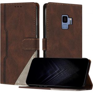 Kal-Étui Pour Samsung Galaxy S9, Housse En Cuir Pu Avec [Protection Antichoc Tpu] [Fonction Support] [Porte-Cartes ] Antichoc Magnétique Coque Pour Galaxy S9 - Marron - Neuf