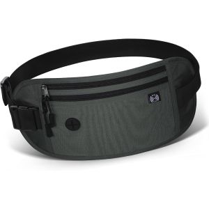KALANKA-Ceinture de Voyage avec Technologie de Blocage RFID, Ajustable Pochette Ceinture pour Femmes et Hommes, Sacoche Banane Plate Sécurisé Imperméable pour Argents, Passeports, Crédit, Gris - Neuf