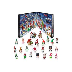 Calendrier de l'Avent 2025 des gnomes avec 24 figurines en r&eacute;sine &agrave; collectionner pour No&euml;l - Neuf