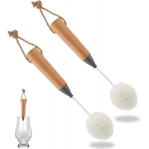 2pcs verre à vin brosse de nettoyage flûte et verres à pied brosse à poils en mousse non rayée - Neuf