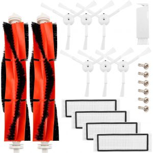 Accessoires Pour Le Robot Aspirateur Xiaomi Mi - 6 Brosses Latérales, 4 Filtres Hepa, 2 Brosse Principale, 6 Vis,1 Outils De Nettoyages, Kit De 19 Pièces De Rechange Mijia Roborock[SSE7112653] - Neuf