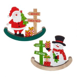 Décoration de Noël en bois, bonhomme de neige, Père Noël, décoration de scène de vacances - Neuf
