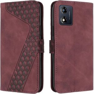 Case For Motorola Moto E13 4g, Premium Pu Leather Wallet Phone Case [Magnetic Clasp] [Card Slots] Flip Case For Moto E13 4g (Red) - Neuf