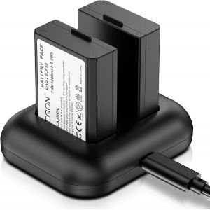 Batterie de Rechange(2 pièces) et Chargeur Rapide Double pour Canon LP-E10 et Les appareils Photo Canon EOS Rebel T3,T5,T6,Kiss X50,X70,EOS 1100D,EOS 1200D,1300D,2000D,3000D,4000D(Q540) - Neuf