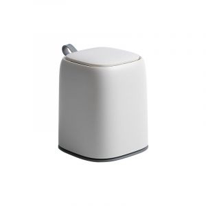 Hjlian Poubelle De Bureau A Pression Avec Couvercle, Mini Poubelle Pour Coiffeuse De Bureau, Blanche - Neuf