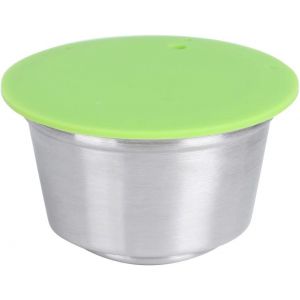 KAL-Capsules De Café En Acier Inoxydable, Tasse À Capsules De Café Rechargeable Avec Couvercle En Silicone, Dosettes De Café Réutilisables Adaptées À La Cafetière (Green) - Neuf