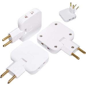 Multiprise Plate Derriere Meuble avec 3 Prises,Plates murales à 3 Prises avec tête rotative à 180°,Multiprise Extra Plate,Murale avec Adaptateur EU-US,Prise Multiple 16A/250V - Neuf