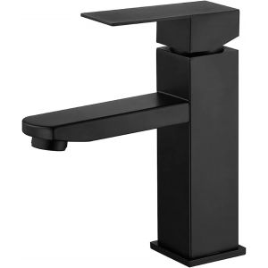 Dww-Noir en Acier Inoxydable Bassin Robinet mitigeur à Levier Unique de l'Eau Chaude et Froide avec des Tuyaux Inclus Noir Robinet de salle de Bains en Noir de la salle de Bains Robinet de Bassin - Neuf
