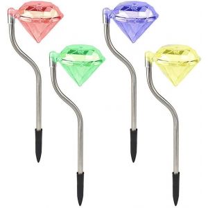 Tianyi-Cuzile Lot De 4 Led Solaires Diamant Sur Piquet &Agrave; Changement De Couleur Pour Jardin Pelouse Chemin - Neuf