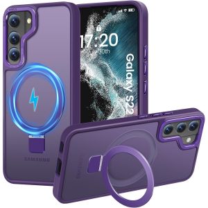 TRAHOO-Coque pour Samsung Galaxy S22, Magnétique Robuste Anneau de Support Invisible, Protection Militaire, étui Antichoc pour Samsung S22(Violet foncé) - Neuf