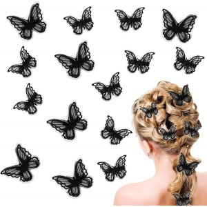 Kal-Lot De 20 Pinces &Agrave; Cheveux Papillon D'halloween, 2 Tailles Double Couche Maille En Dentelle, Brod&eacute;es Noeuds &Agrave; Cheveux Accessoires De D&eacute;guisement Pour Femme - Neuf