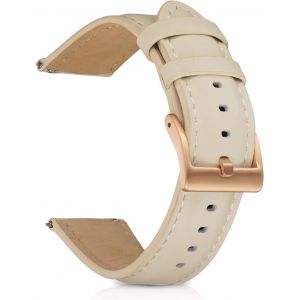 Bracelet 20 Mm 22 Mm, Bracelet En Cuir Boucle En Acier Inoxydable, Bracelet De Montre Souple Et Confortable Pour Homme Et Femme - Beige[Bra575443] - Neuf