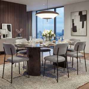 Lot de 6 chaises de salle &agrave; manger HWC-O26, chaise de cuisine, chaise rembourr&eacute;e, chaise, Velours (330 g/m&sup2;) tissu/textile m&eacute;talgris clair - Neuf