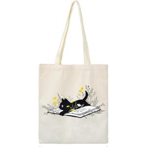KYAOAYO-Cadeaux Pour Les Amoureux Des Chats Tote Bag Tote Bag Pour Femmes Sac De Course Réutilisable Sac Fourre-Tout Imprimé Chat Tote Bag Chat Pour L'École, Travail, Voyages, Plage - Neuf
