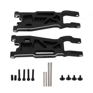 Ensemble de bras de suspension avant RC en alliage d'aluminium avec plaque de carbone, bras oscillants avant RC pour TRAXXAS 1/8 4WD SLEDG, noir - Neuf