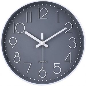 ERYI-Moderne Horloge Murale Silencieuse Et Sans Tic-Tac,Horloge Murale Mute Silencieuse Pendule Murale Pour La Chambre Cuisine Salon - Gris-30 Cm - Neuf