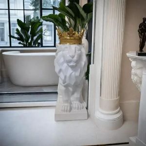 (BLANC-36xc19x13cm) 36cm résine couronne lion sculpture animal statue décoration décoration de la maison modèle nordique décoration table à manger décoration - Neuf