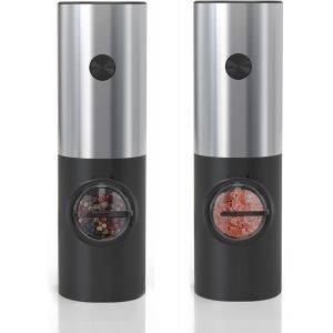 Moulin à sel et à poivre électrique avec alimentation automatique par batterie, utilisation à une main, mouture réglable, rechargeable, salière et poivrière, moulin à poivre, argent - Neuf