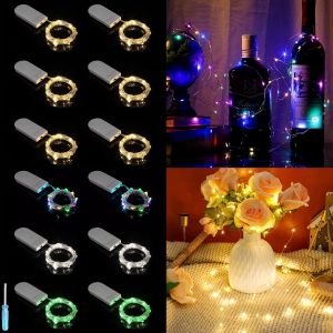 TRAHOO-Lot de 12 guirlandes lumineuses LED &agrave; piles - Pour l'int&eacute;rieur et l'ext&eacute;rieur - 2 m - 20 LED - Micro argent - Fil de cuivre - Pour bouteille, mariage, jardin, No&euml;l, Halloween, f&ecirc;te - Neuf