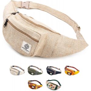 Ulteronixshop-Freakmandu Sac Banane Unisexe en Chanvre &iquest; Fanny Packs, Sac Banane pour bandouli&egrave;re, Sacs de Hanche Faits &agrave; la Main pour la randonn&eacute;e, la Course, Le Jogging, Hommes et Femmes, Nirvana - Neuf