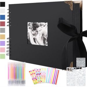 Mevronisshop-Album Photo Scrapbooking 30 X 21 Cm, Carnet Scrapbooking Personnaliser Soi-M&ecirc;me 80 Pages Noires, Livre Photo Souvenir Diy Pour Bebe Famille Anniversaire Saint Valentin Mariage No&euml;l Cadea - Neuf