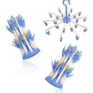 Paquet de 2 séchoirs à Chaussettes, étendoir pivotant, Cintre à Crochet Coupe-Vent, Chaussettes à Linge suspendues, étendoir Portable, pour sous-vêtements, Chaussettes, vêtements - Neuf