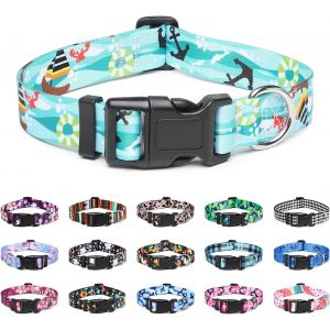 Eryi-Collier Pour Chien, Collier Classique En Nylon Réglable, Fleur, Océan, Forêt, Tribal Design, Tournesol, Flora, Léopard, Pour Petits, Moyens Et Grands Chiens (S, Voilier) - Neuf